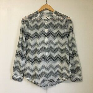 J. Crew Factory Zig Zag Clip Dot Popover Blouse White Size XS